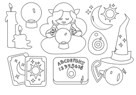 Fortuneteller black and white vector