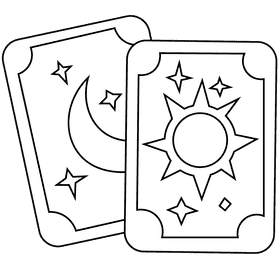 Fortuneteller cards black and white clipart