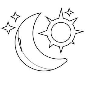 Fortuneteller sunmoon black and white clipart