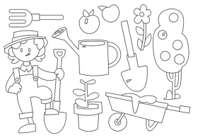 Gardener black and white vector