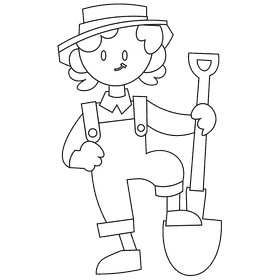 Gardener black and white clipart