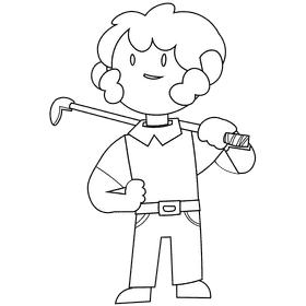 Golf player black and white clipart