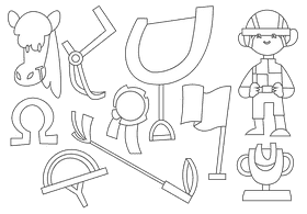 Horse racing black and white vector