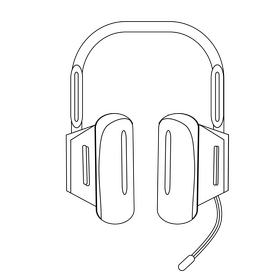 Headset drawing black and white clipart