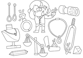 Jeweler black and white vector