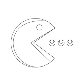Pacman drawing black and white clipart