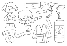 Karate black and white vector