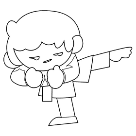 Karate karatist black and white clipart