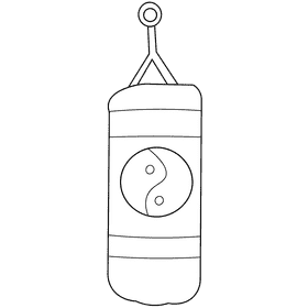 Karate punching bag black and white clipart
