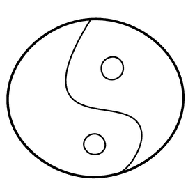 Karate yin and yang black and white clipart