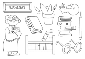 Librarian black and white vector