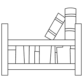Librarian shelf black and white clipart