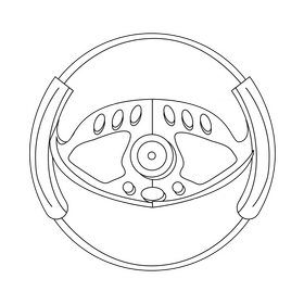 Gaming steering wheel drawing black and white clipart