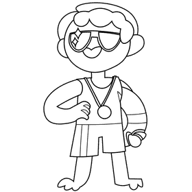 Lifeguard black and white clipart