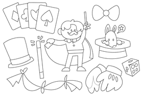 Magician black and white vector