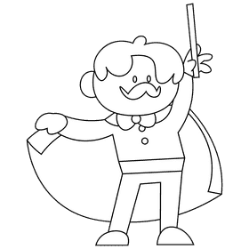 Magician black and white clipart