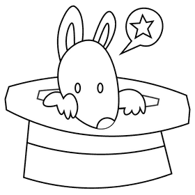 Magician rabbit black and white clipart