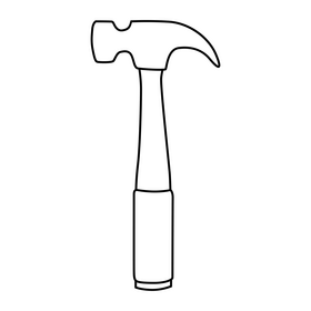 Hammer drawing black and white clipart