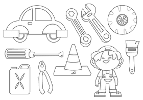 Mechanic black and white vector
