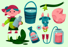 Dairy farmer milking vector