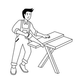 Carpenter drawing black and white clipart