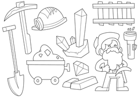Miner black and white vector