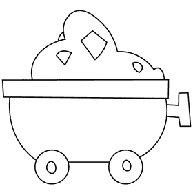 Miner minecart black and white clipart