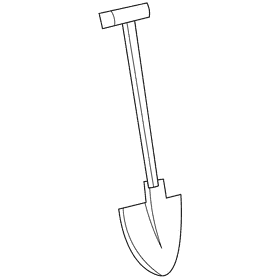 Miner shovel black and white clipart