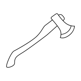 Wood axe drawing black and white clipart