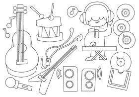Musician black and white vector