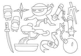 Ninja black and white vector