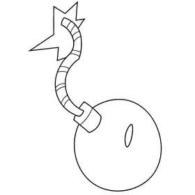 Ninja boomb black and white clipart