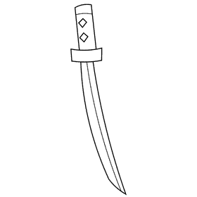 Ninja katana black and white clipart