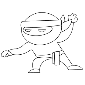 Ninja black and white clipart