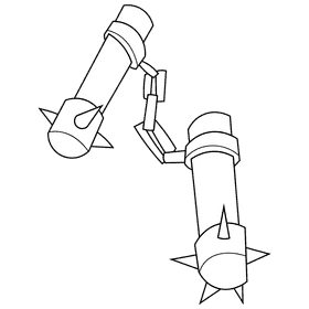 Ninja nunchucks black and white clipart