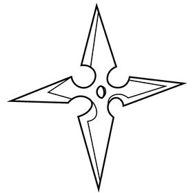 Ninja shuriken black and white clipart