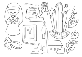 Nun black and white vector