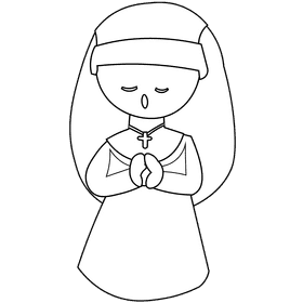 Nun black and white clipart