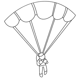 Paratrooper fall black and white clipart
