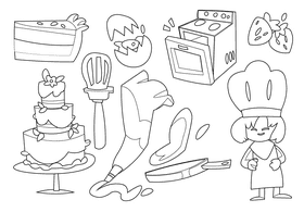 Pastry chef black and white vector