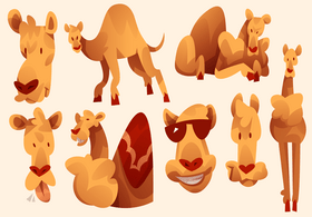 Camel cartoon set vector