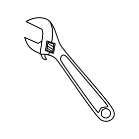 Wrench drawing black and white clipart