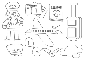 Pilot black and white vector