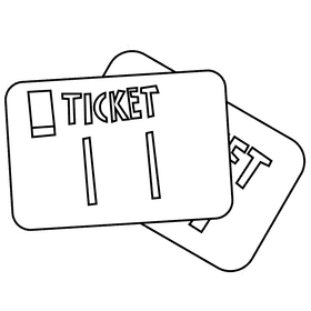 Flight tickets black and white clipart