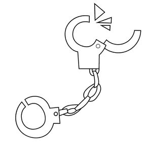 Policeman handcuffs black and white clipart