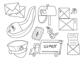 Postman black and white vector