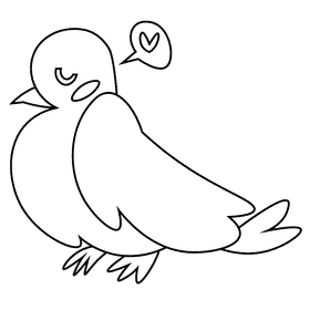 Princess bird black and white clipart