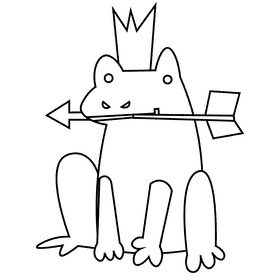 Princess frog black and white clipart