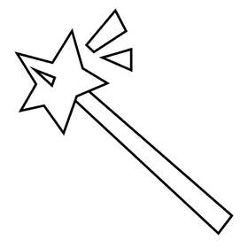 Princess wand black and white clipart