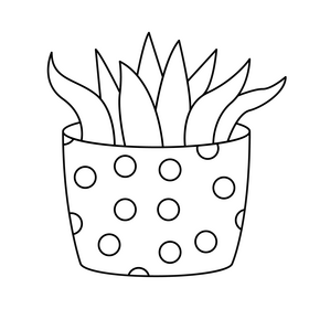 Snake cactus black and white clipart